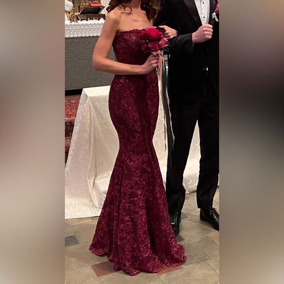 Nova Luxe Burgundy Lace Dress - Picture 12 of 12